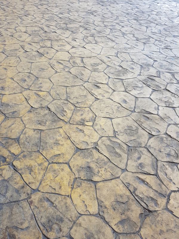 Decorative stamped concrete driveway